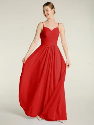 Cross Pleated Bodice Spaghetti Strap Dresses Red Plus Size