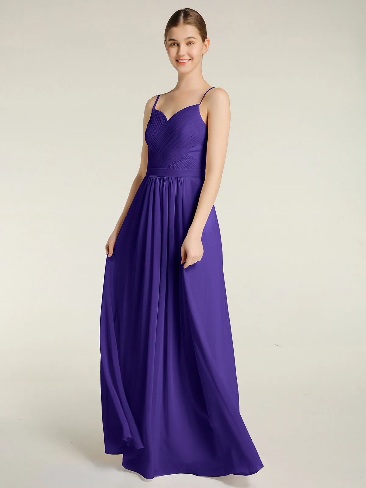 Cross Pleated Bodice Spaghetti Strap Dresses Regency Plus Size