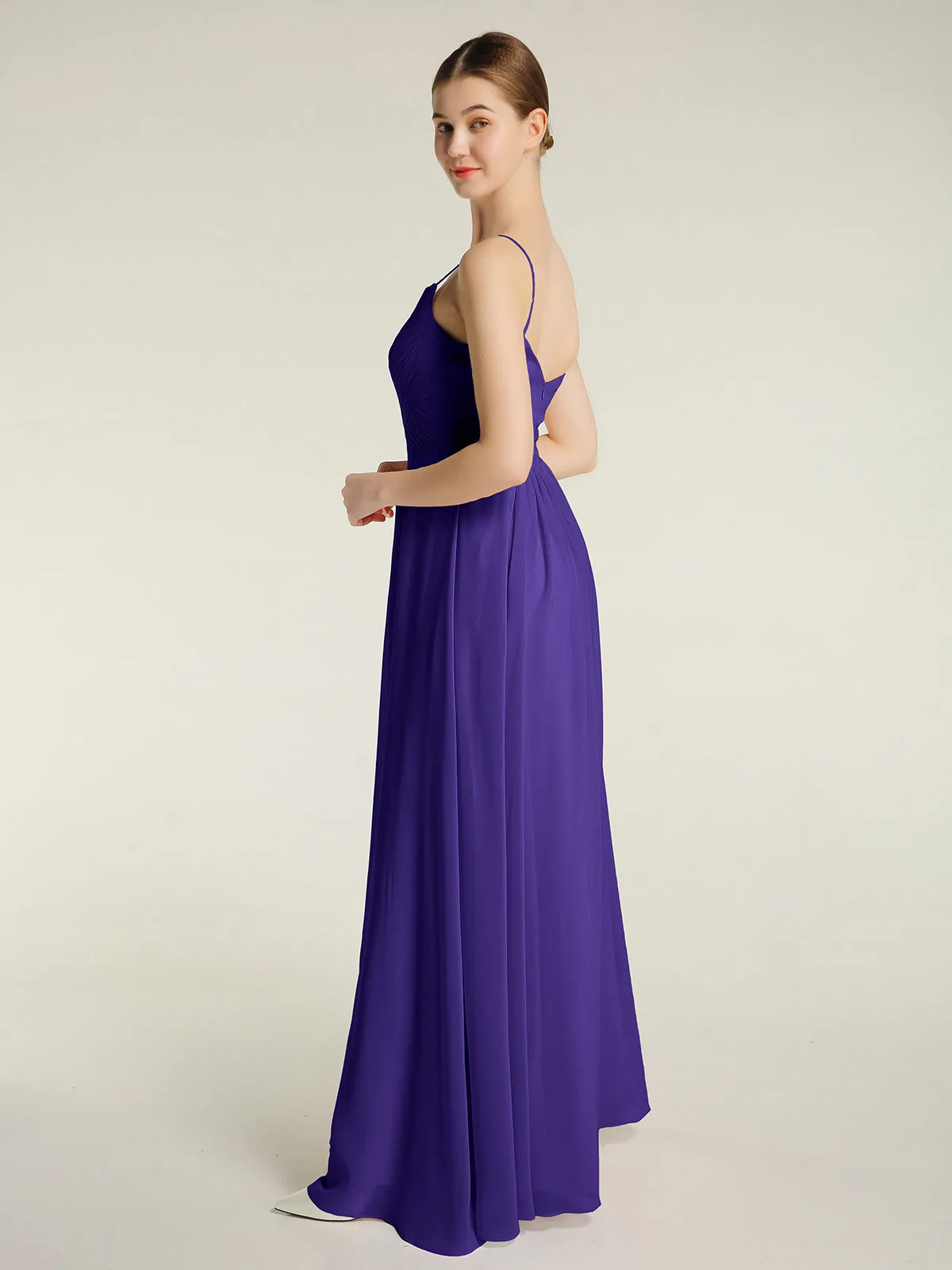 Cross Pleated Bodice Spaghetti Strap Dresses Regency Plus Size