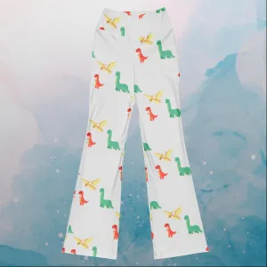 Cute Dino Print Quirky Flare Leggings