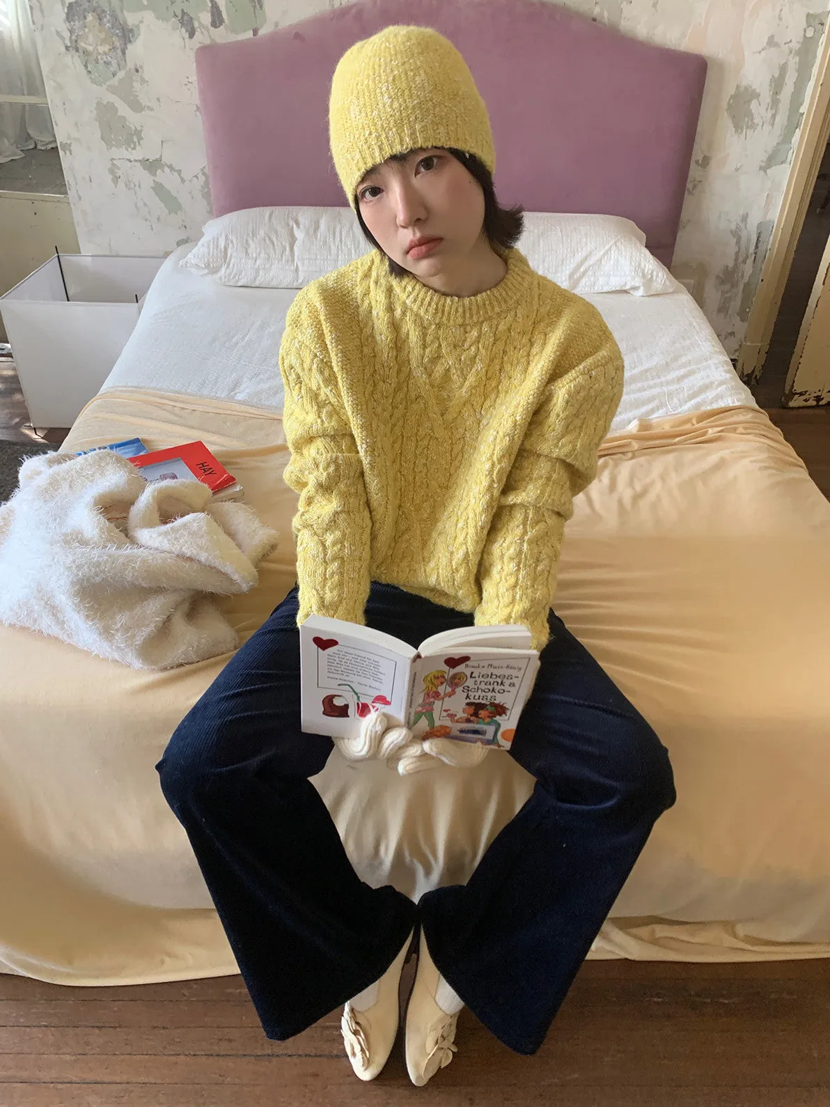 Cwer-Neck Vivid Vintage Simple Chic Cable-Knit