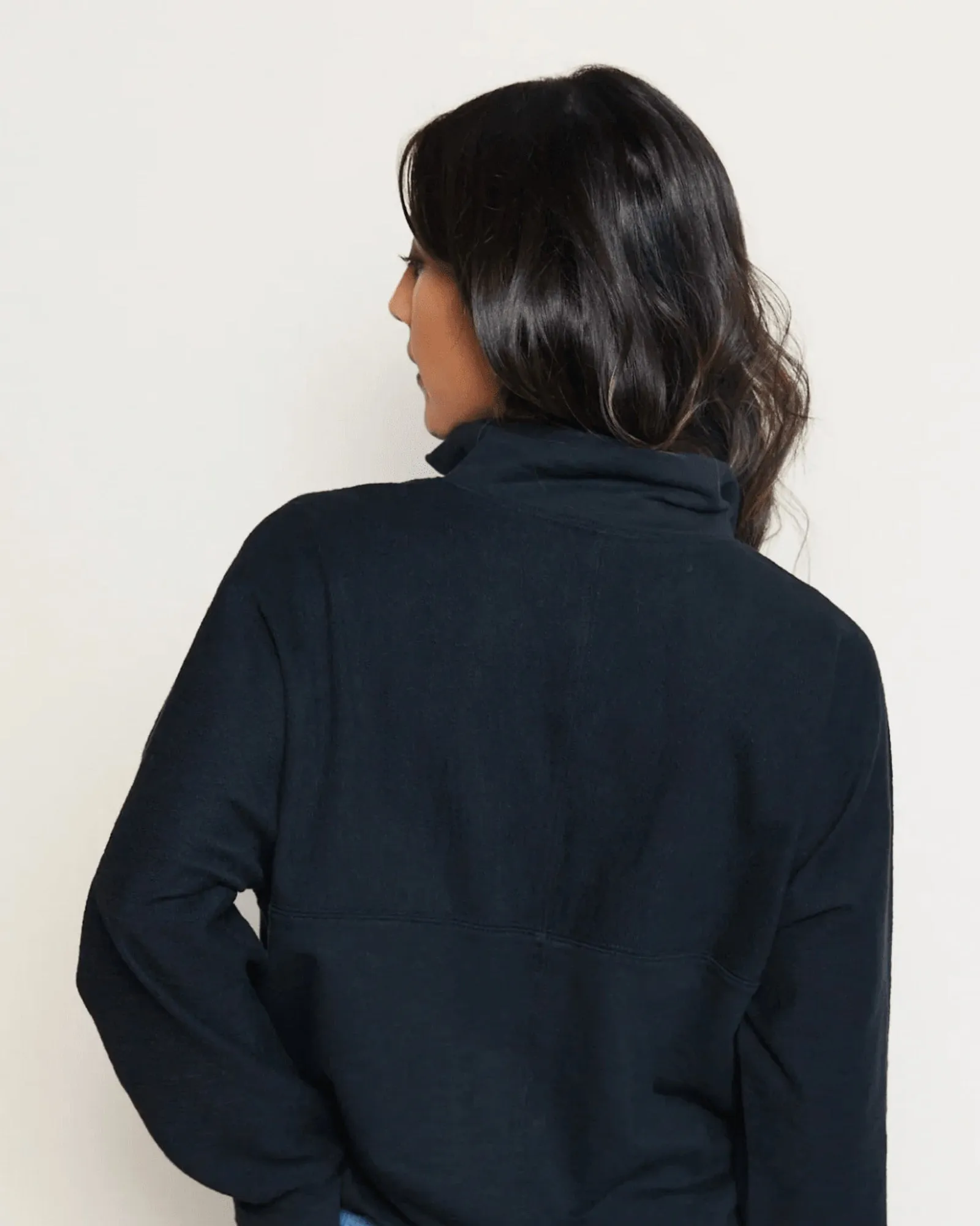 Doris Cinched Half-Zip Sweatshirt | Black
