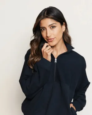 Doris Cinched Half-Zip Sweatshirt | Black