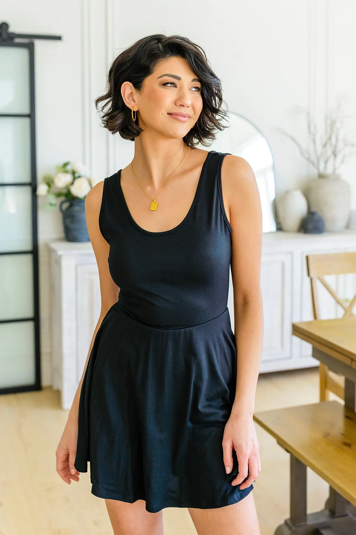 Effortless in Ebony Sleeveless Skort Dress - 4/6/2023