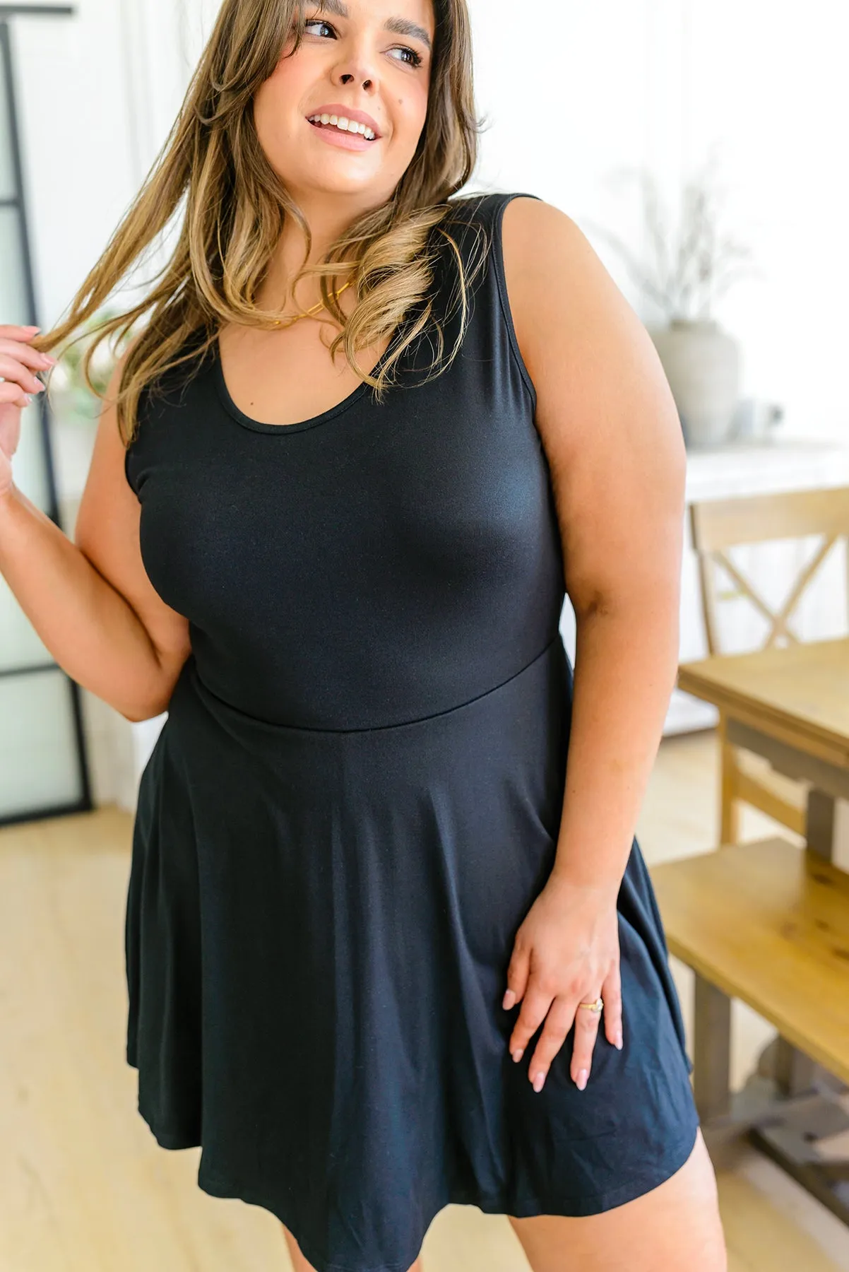 Effortless in Ebony Sleeveless Skort Dress - 4/6/2023