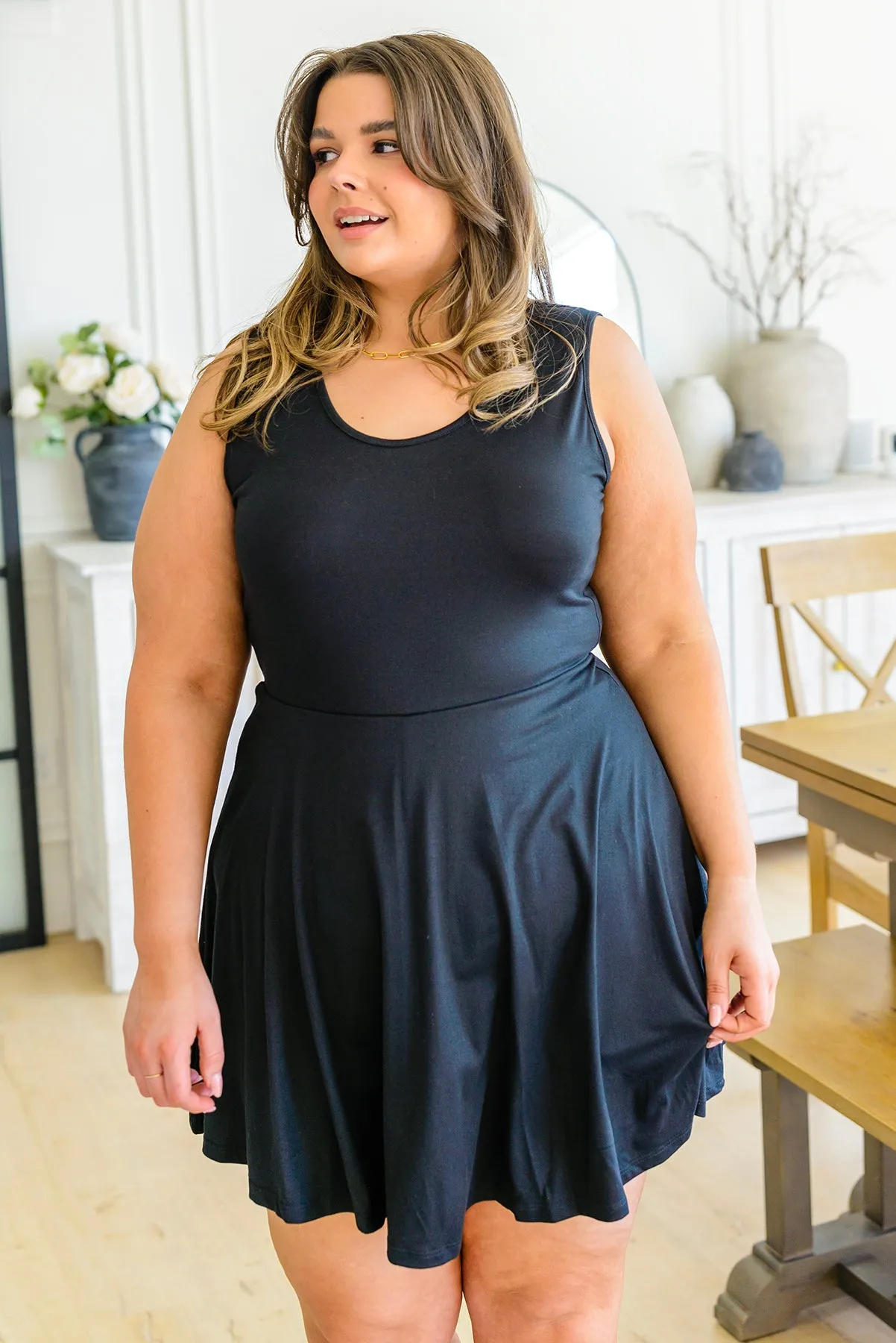 Effortless in Ebony Sleeveless Skort Dress - 4/6/2023