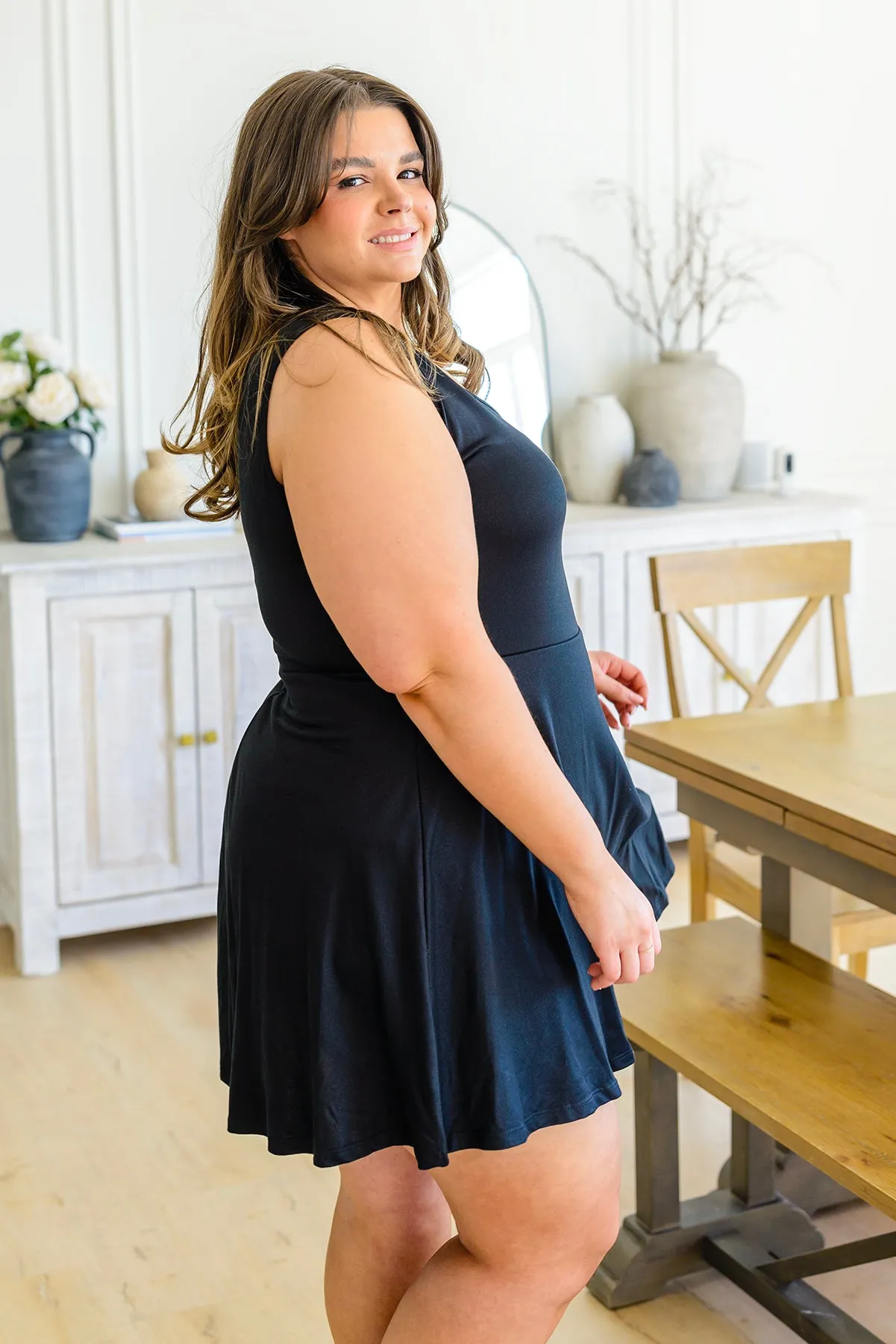Effortless in Ebony Sleeveless Skort Dress - 4/6/2023