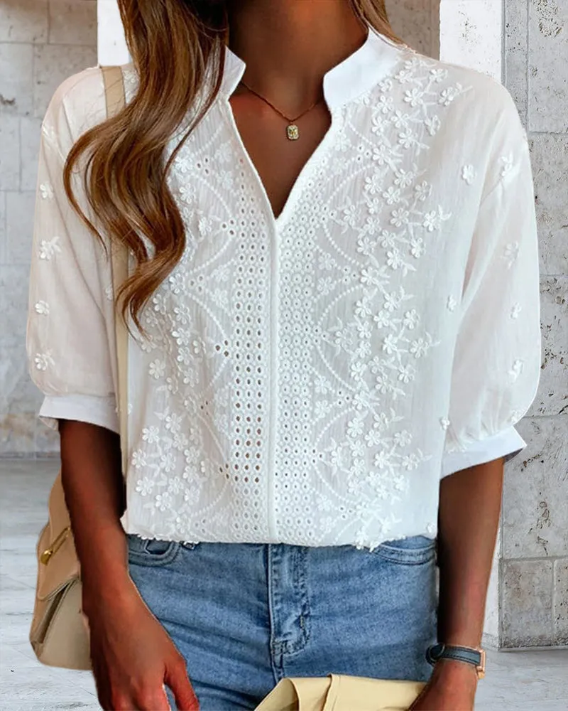 Emelia's Chic blouse met opstaande pofmouwtjes