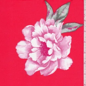 Fire Red/Hot Pink Peony Techno Scuba Knit Fabric