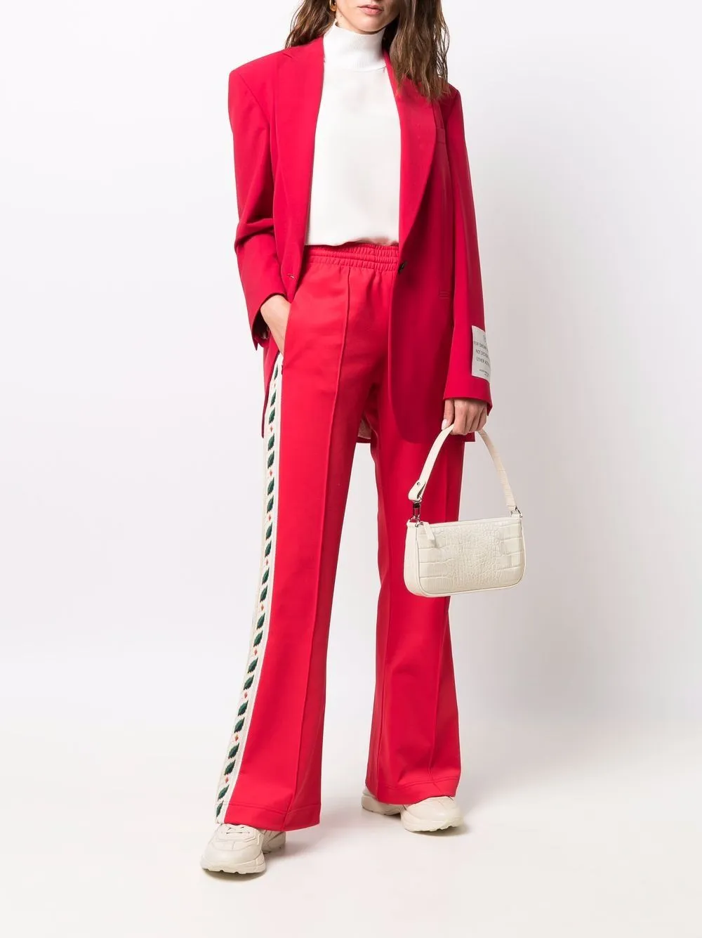 floral-embroidered flared trousers