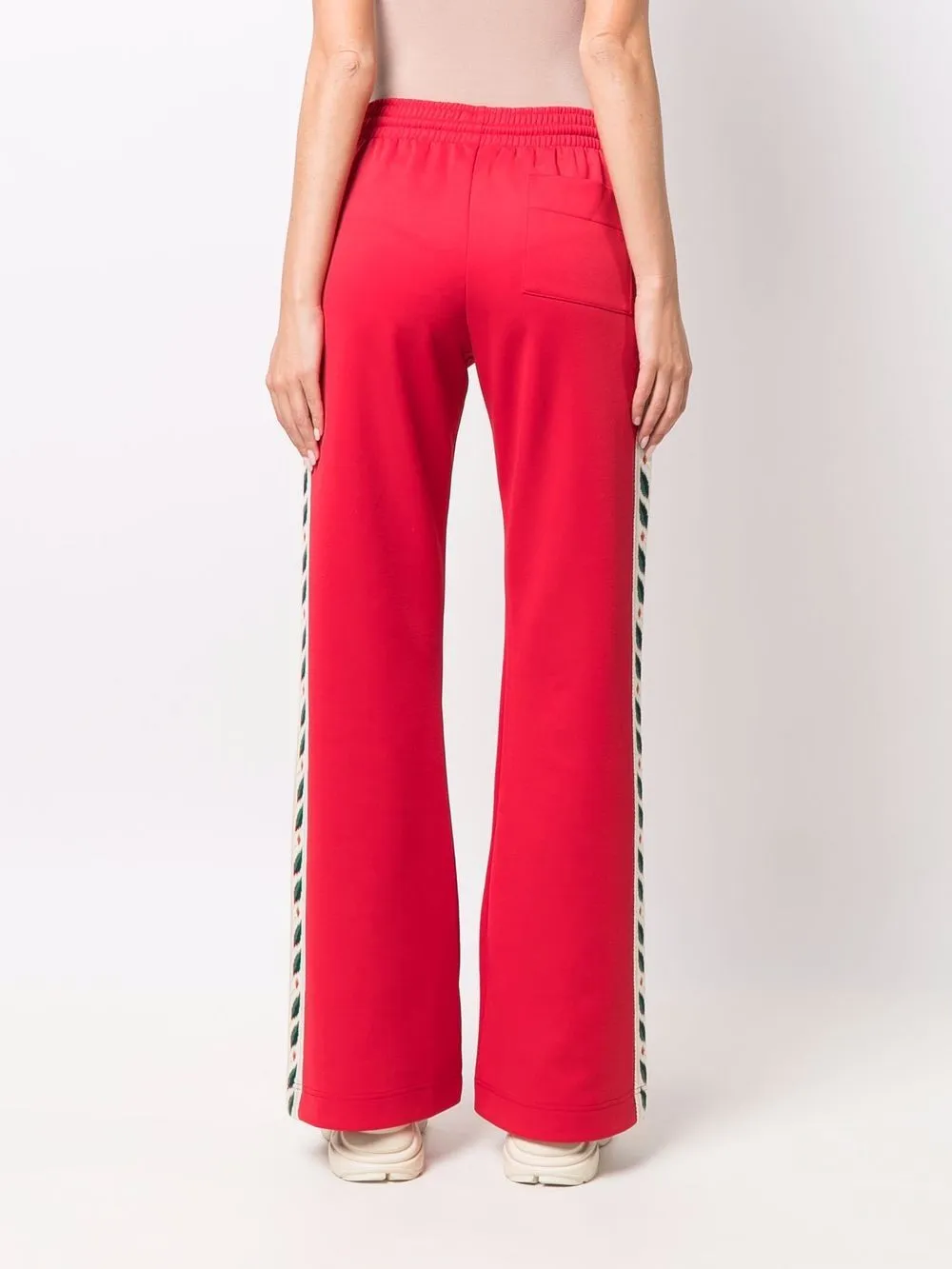 floral-embroidered flared trousers