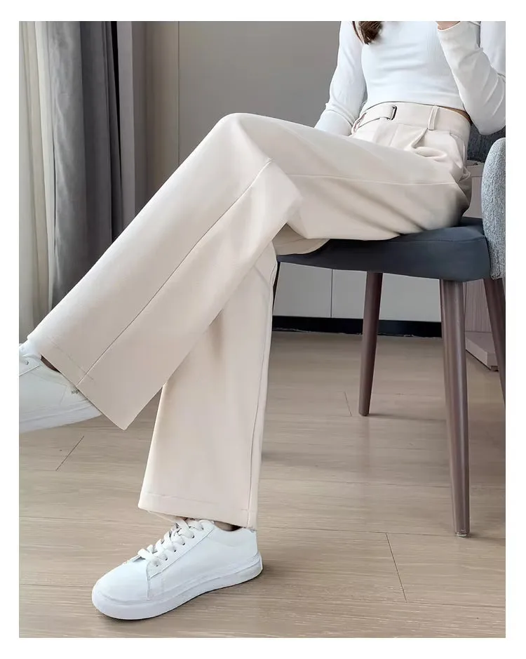 Flytonn-cute winter outfits casual winter outfits christmas outfit party look inspos High Waist Woolen Thickening Office Long Pants