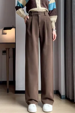 Flytonn-cute winter outfits casual winter outfits christmas outfit party look inspos High Waist Woolen Thickening Office Long Pants