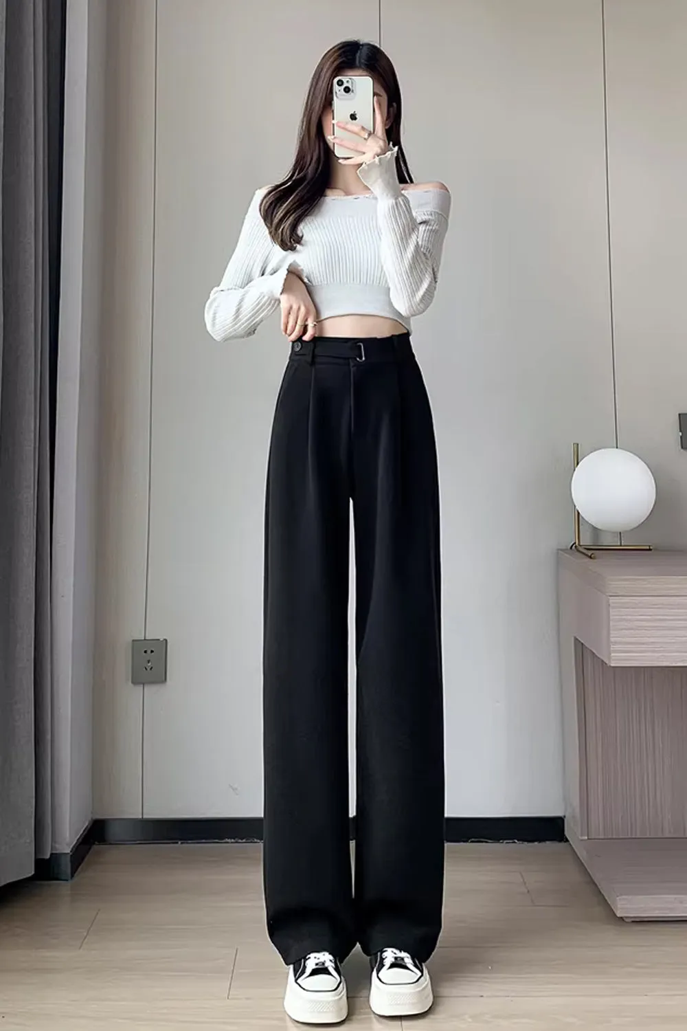Flytonn-cute winter outfits casual winter outfits christmas outfit party look inspos High Waist Woolen Thickening Office Long Pants