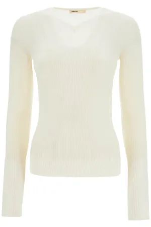 glaze color wool top with v-neck 9699511 GLAZE