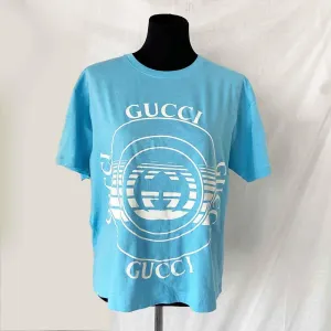 Gucci Light Blue Logo T Shirt