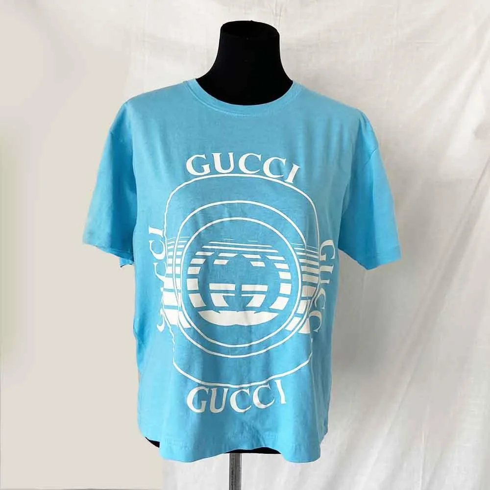 Gucci Light Blue Logo T Shirt