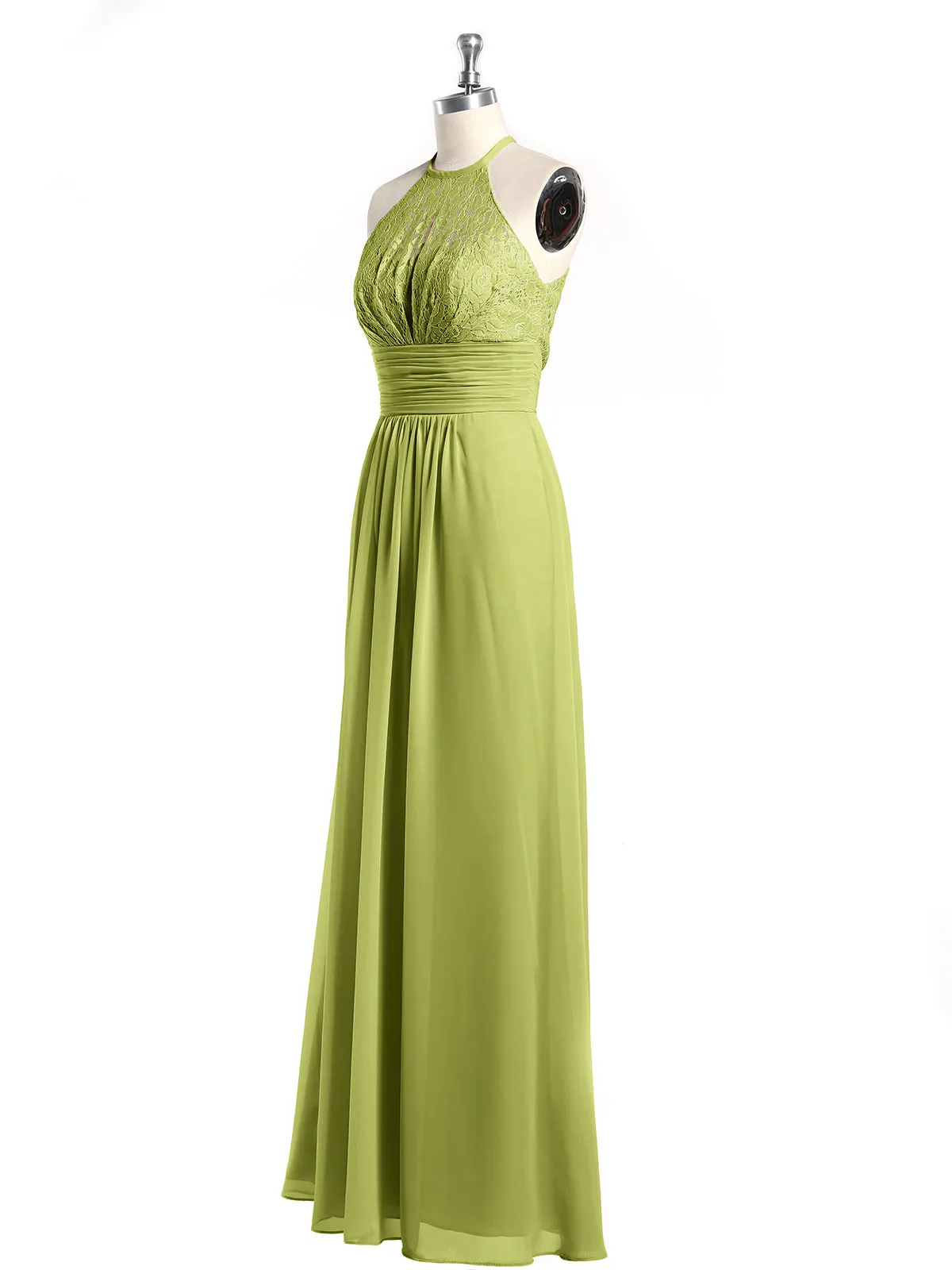 Halter Chiffon And Lace Long Dresses Clover