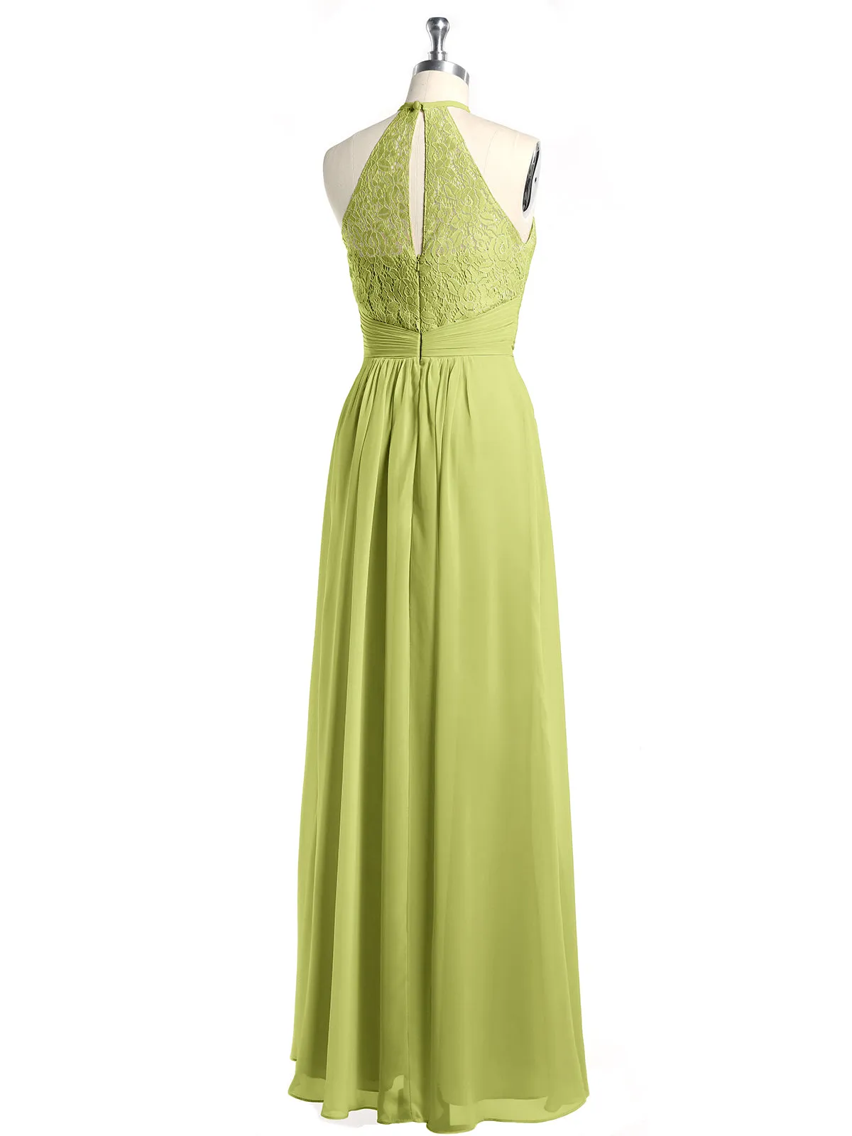 Halter Chiffon And Lace Long Dresses Clover