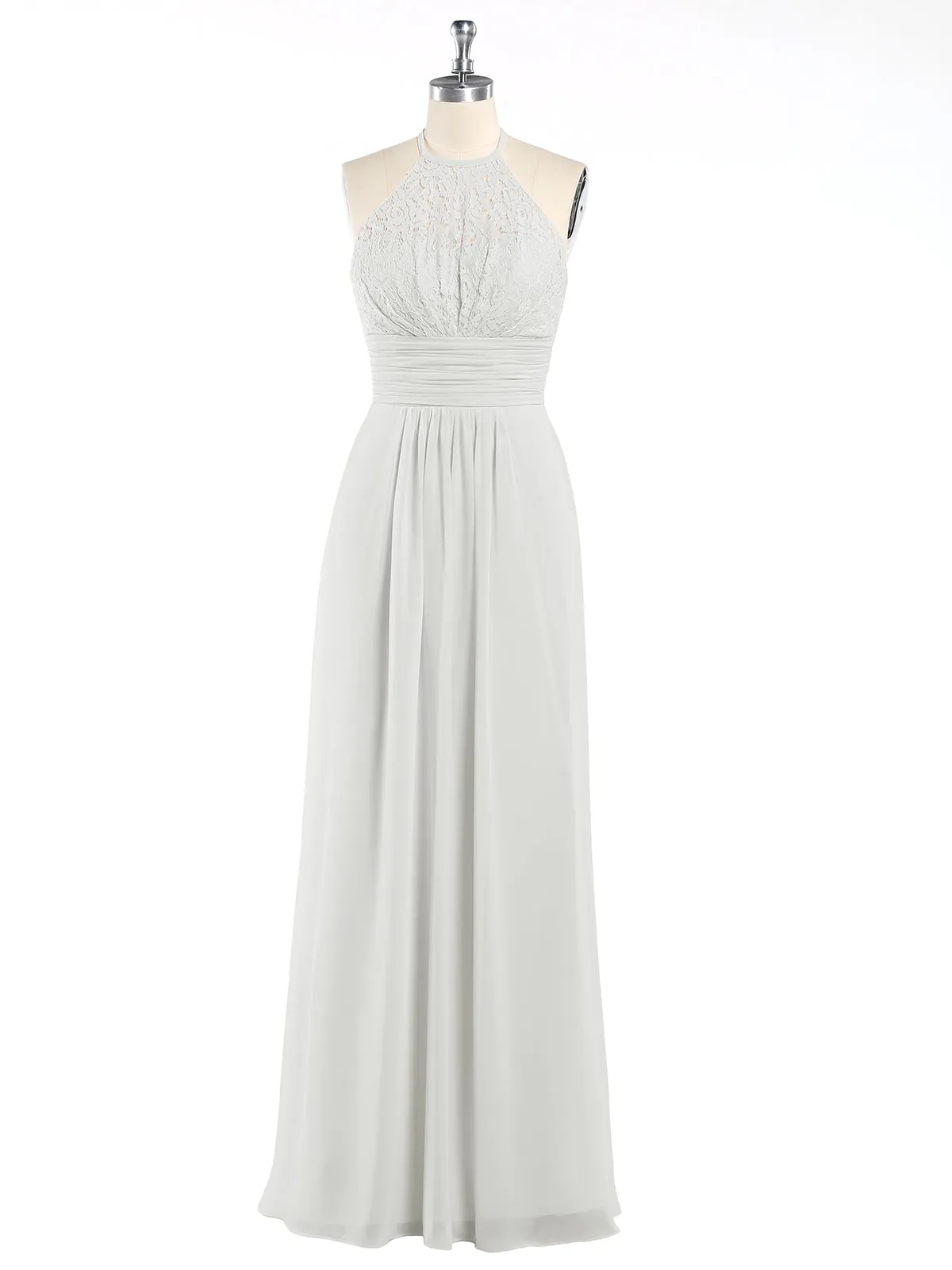 Halter Chiffon And Lace Long Dresses Ivory Plus Size