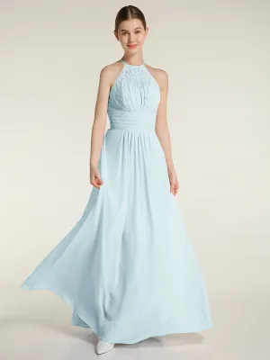 Halter Chiffon And Lace Long Dresses Mist Plus Size