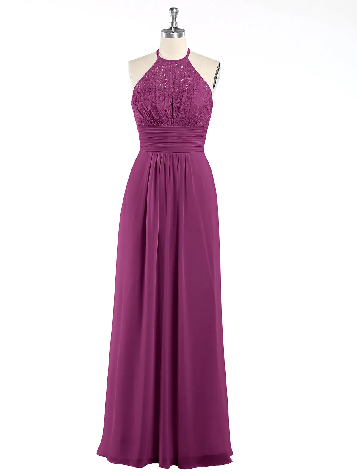 Halter Chiffon And Lace Long Dresses Orchid Plus Size