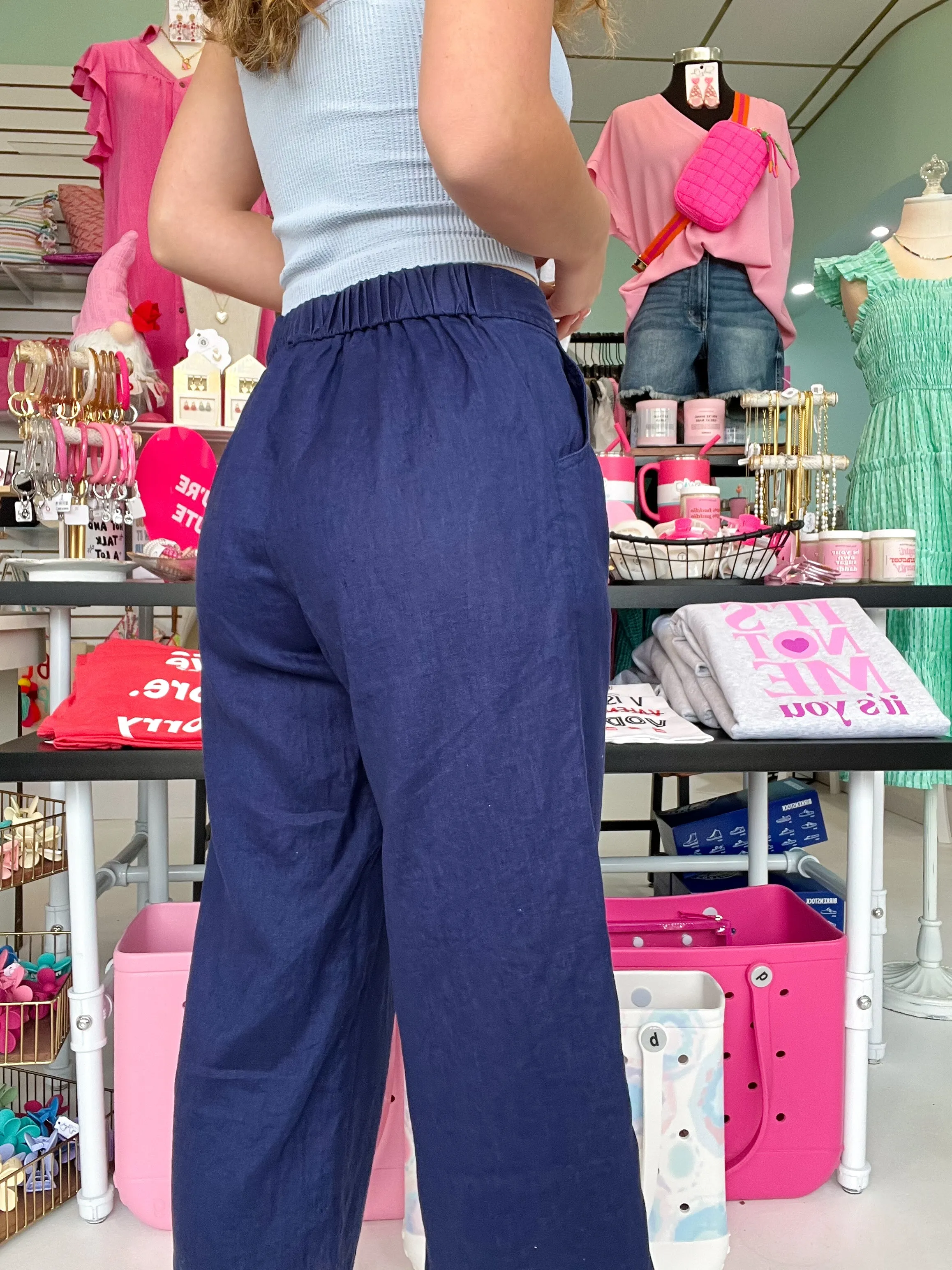 Hatley Cropped Wide Leg Pants - Navy