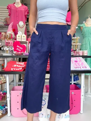 Hatley Cropped Wide Leg Pants - Navy