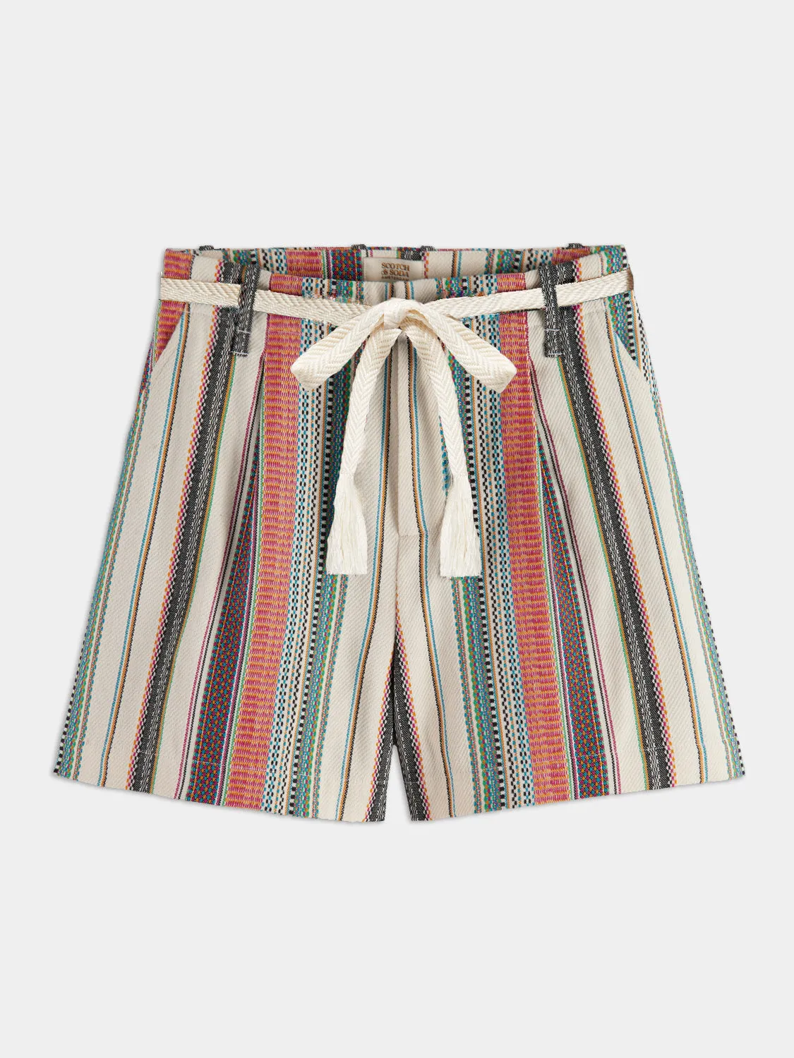 High-rise crafted striped shorts