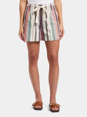 High-rise crafted striped shorts