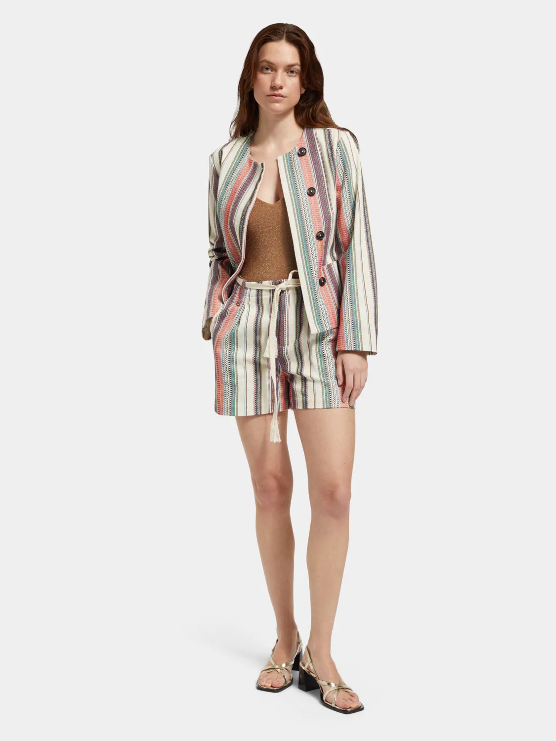 High-rise crafted striped shorts