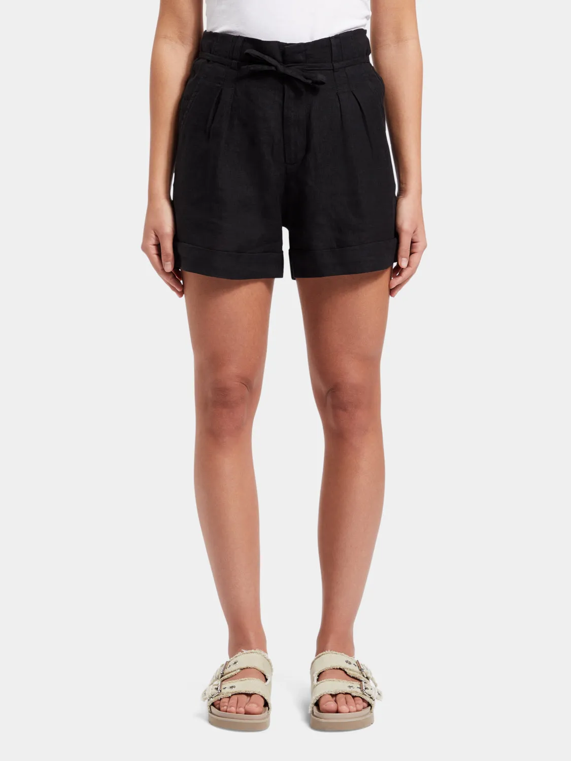 High-rise linen shorts