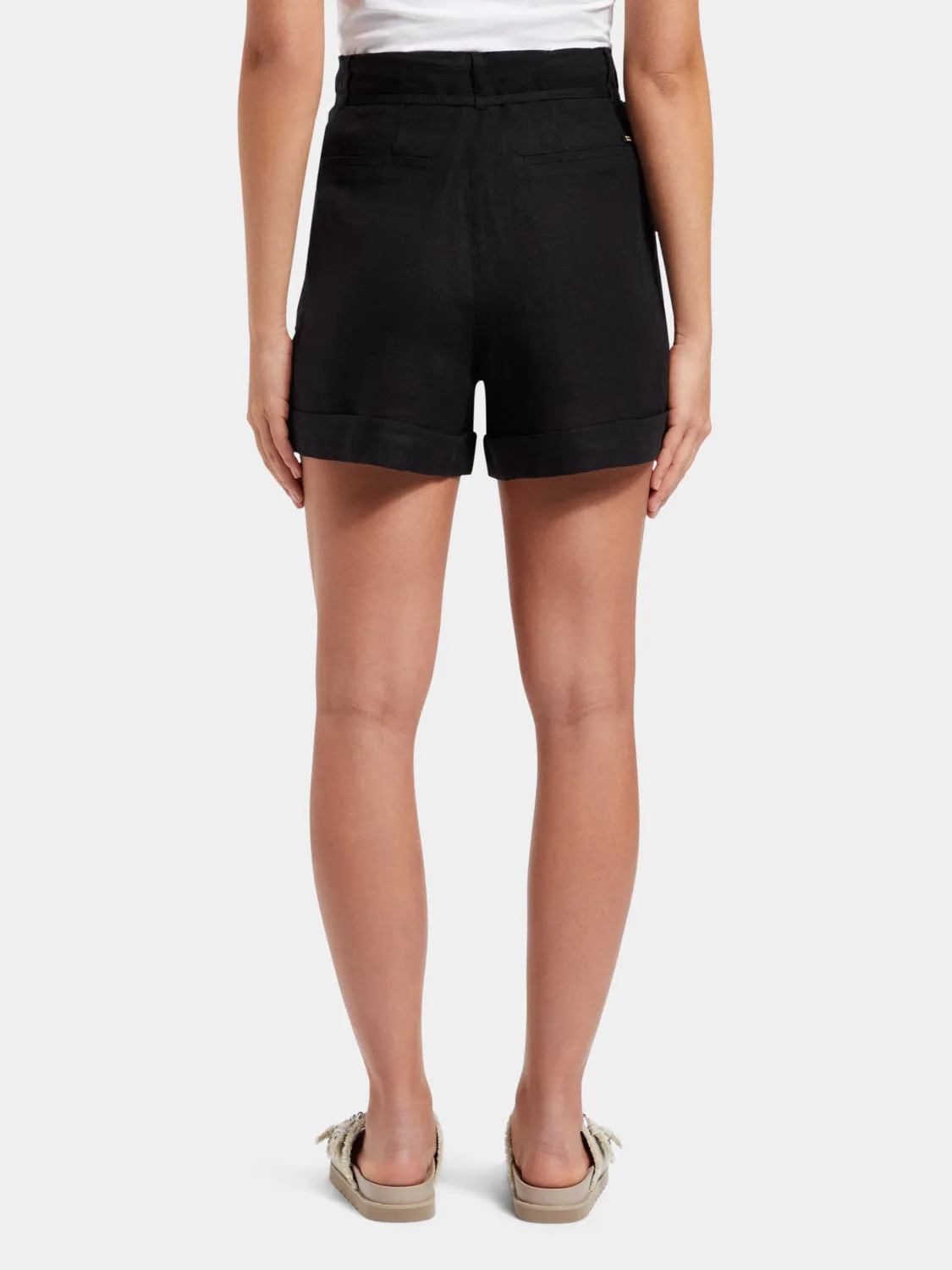 High-rise linen shorts