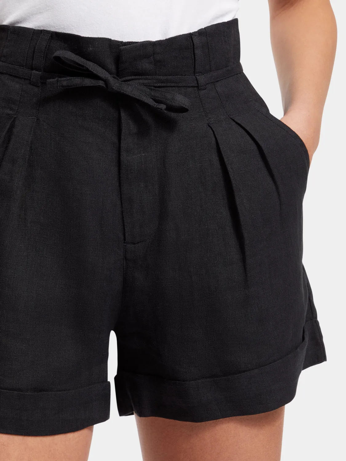 High-rise linen shorts