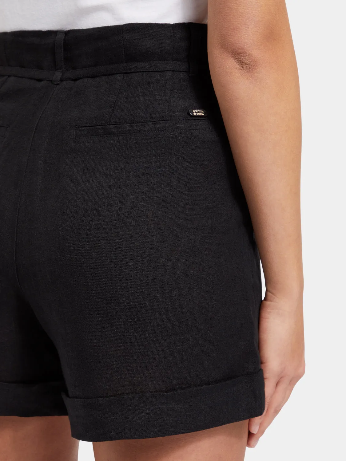 High-rise linen shorts