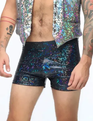 HOLOGRAPHIC MENS SHORTS - BLACK