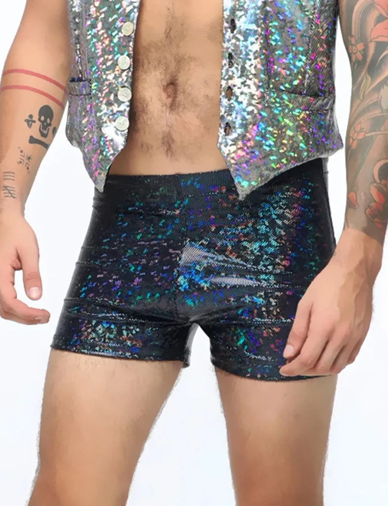 HOLOGRAPHIC MENS SHORTS - BLACK