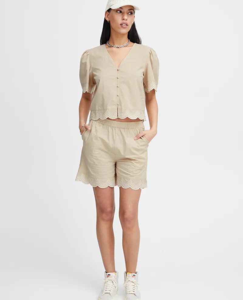Ichi Saidi Oxford Tan Shorts