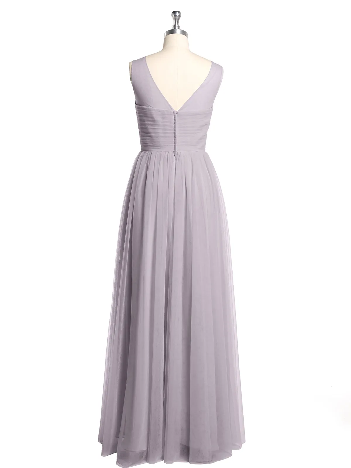 Illusion Neck Cross Tulle Bridesmaid Dresses-Dusk