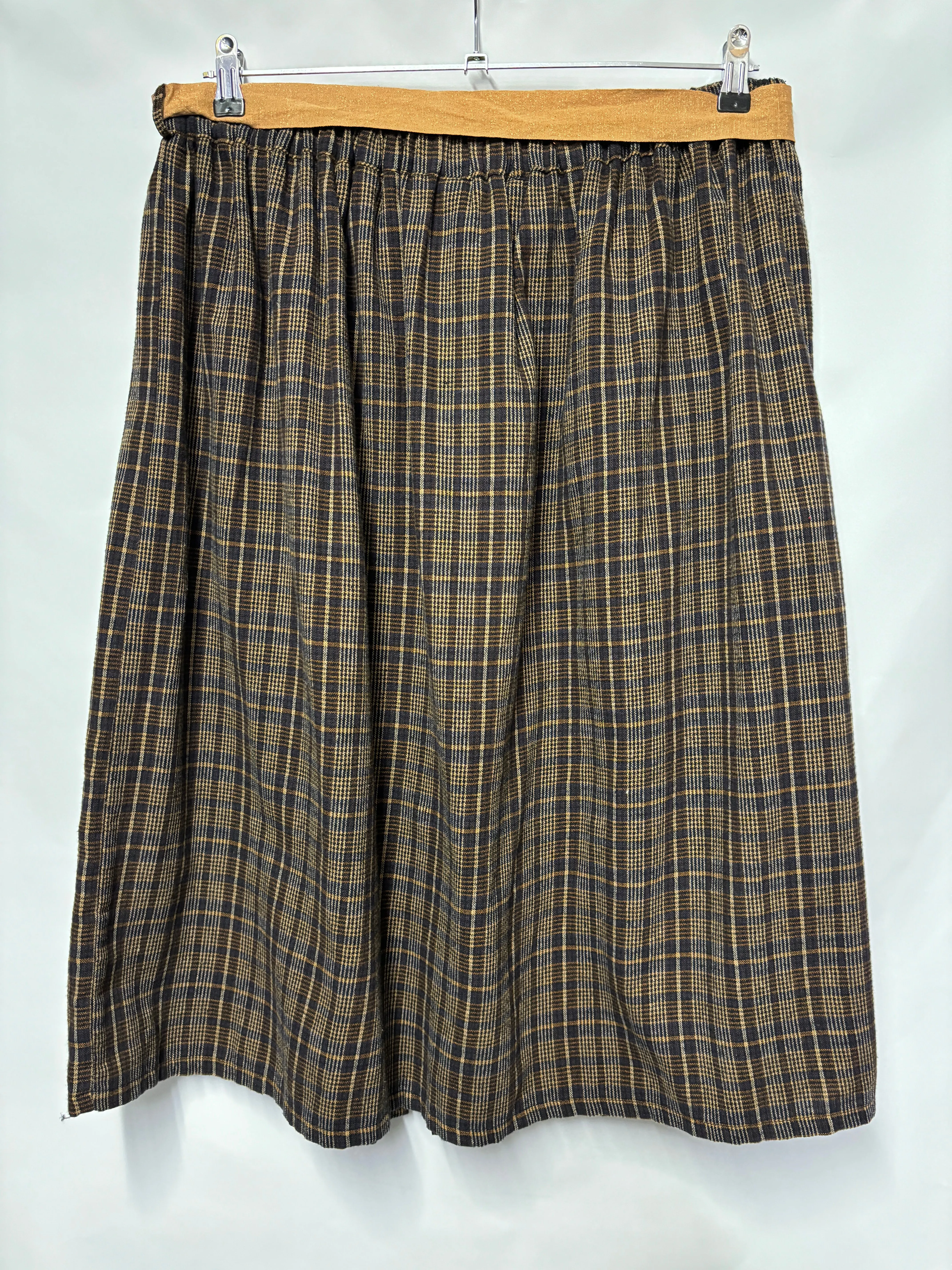 La Fée Maraboutée Brown Checkered Midi Skirt 16