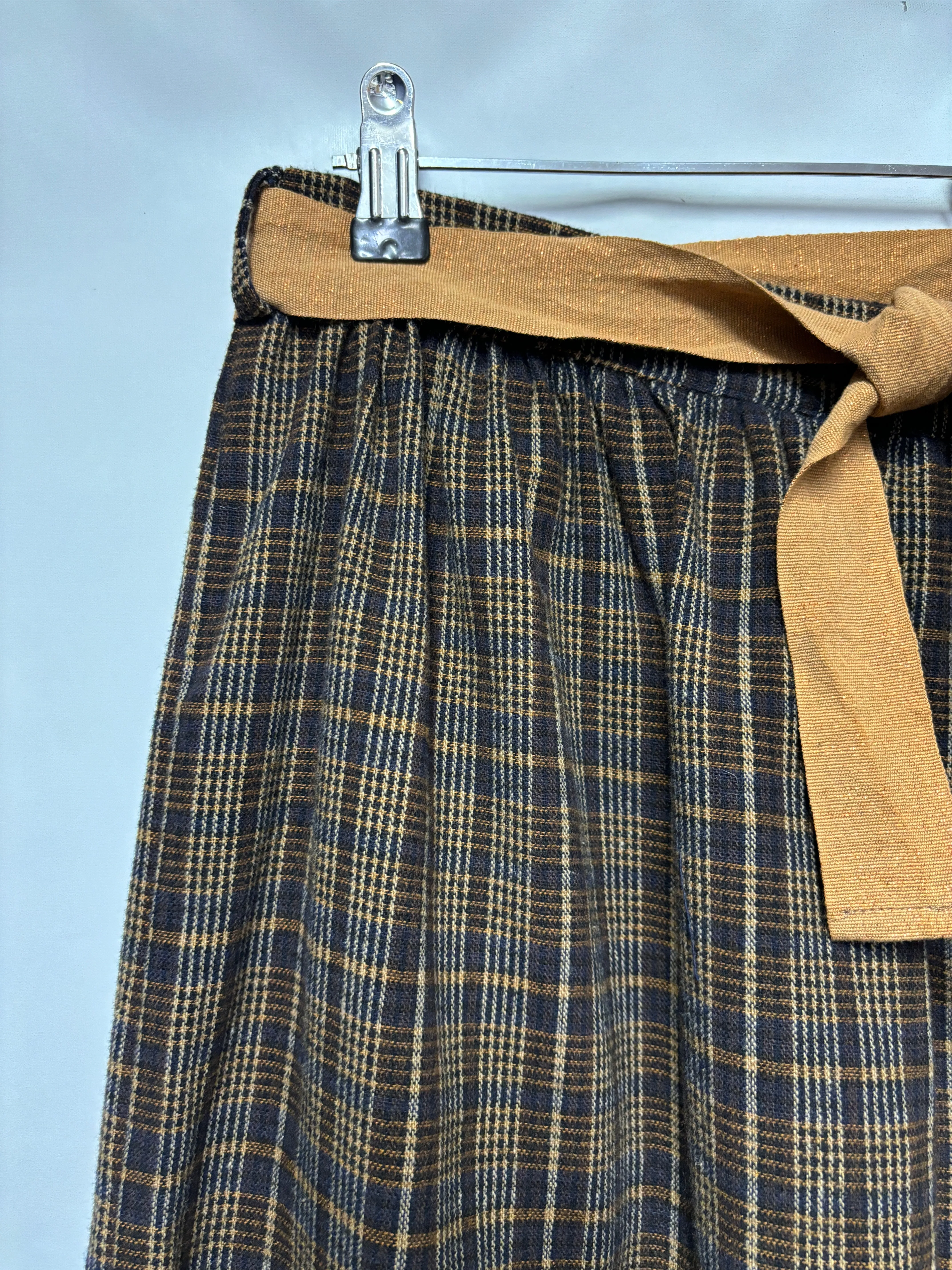 La Fée Maraboutée Brown Checkered Midi Skirt 16