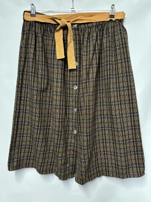 La Fée Maraboutée Brown Checkered Midi Skirt 16