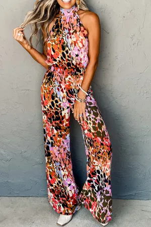 Leopard Halter Tank Top and Pants Set