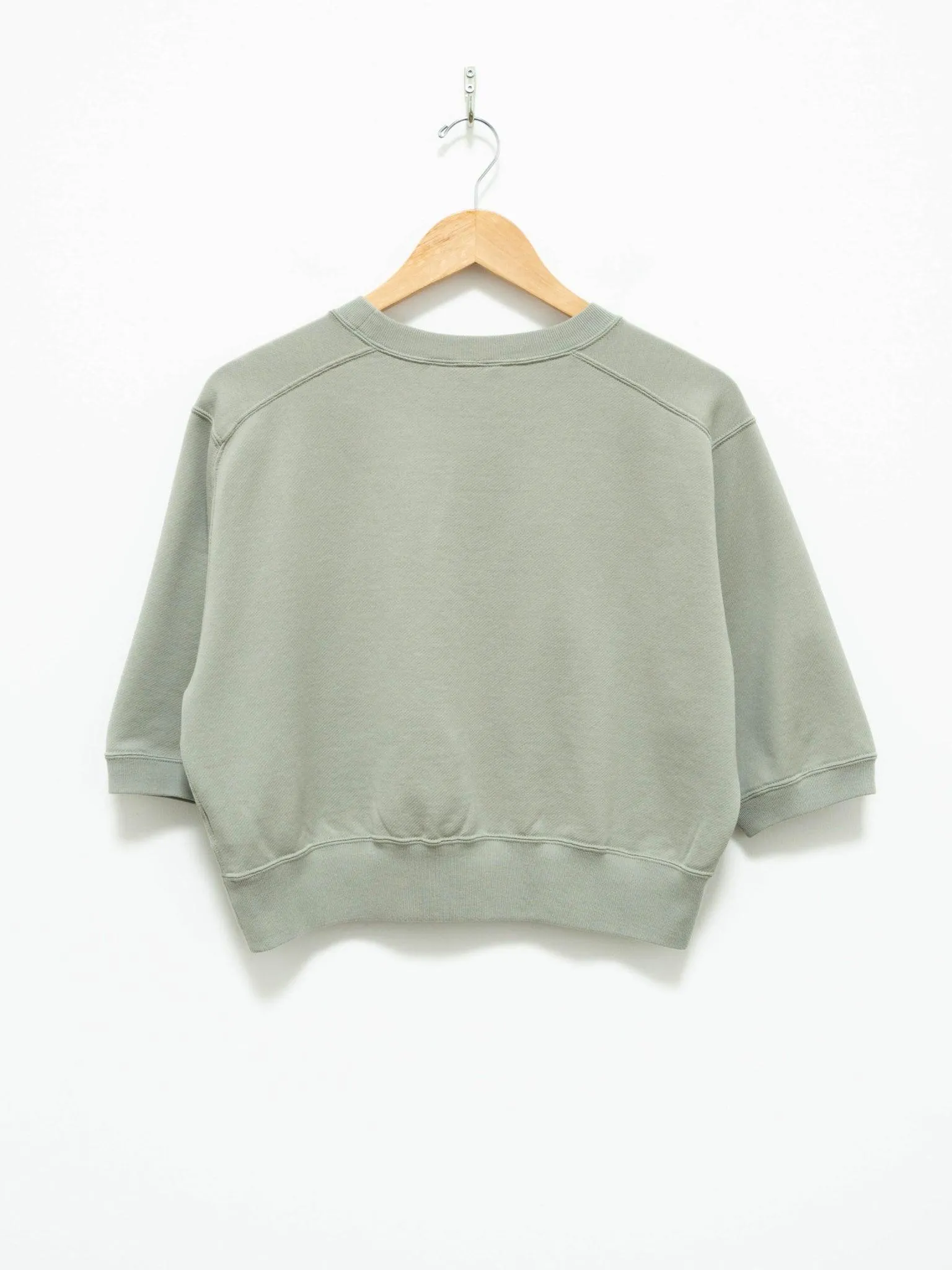 Light Flowy Sweat Half Sleeve Crop Pullover - Light Green