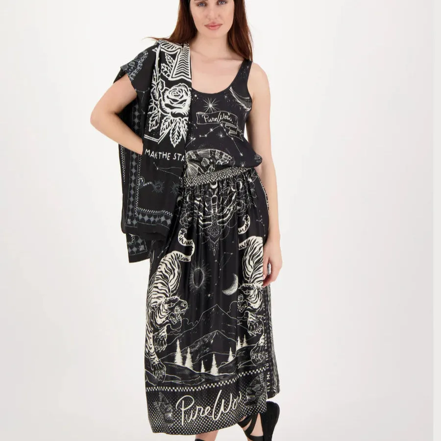 ME369 Vanessa Midi Printed Skirt