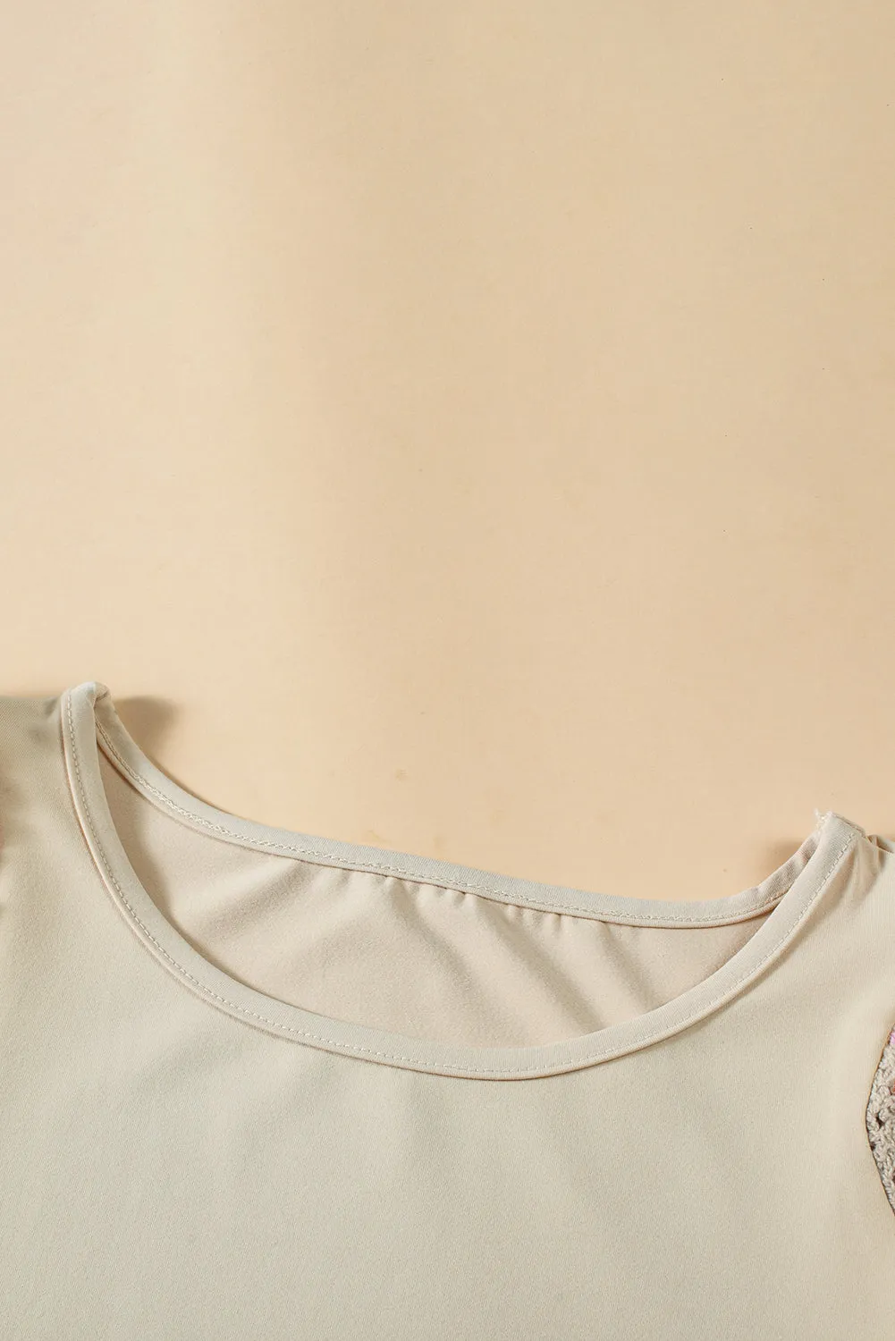 Medium Grey Floral Crochet Short Sleeve Top