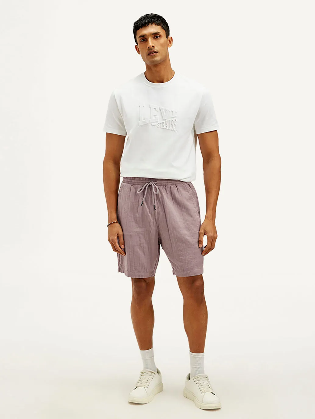 Men's Mauve Regular Fit Shorts