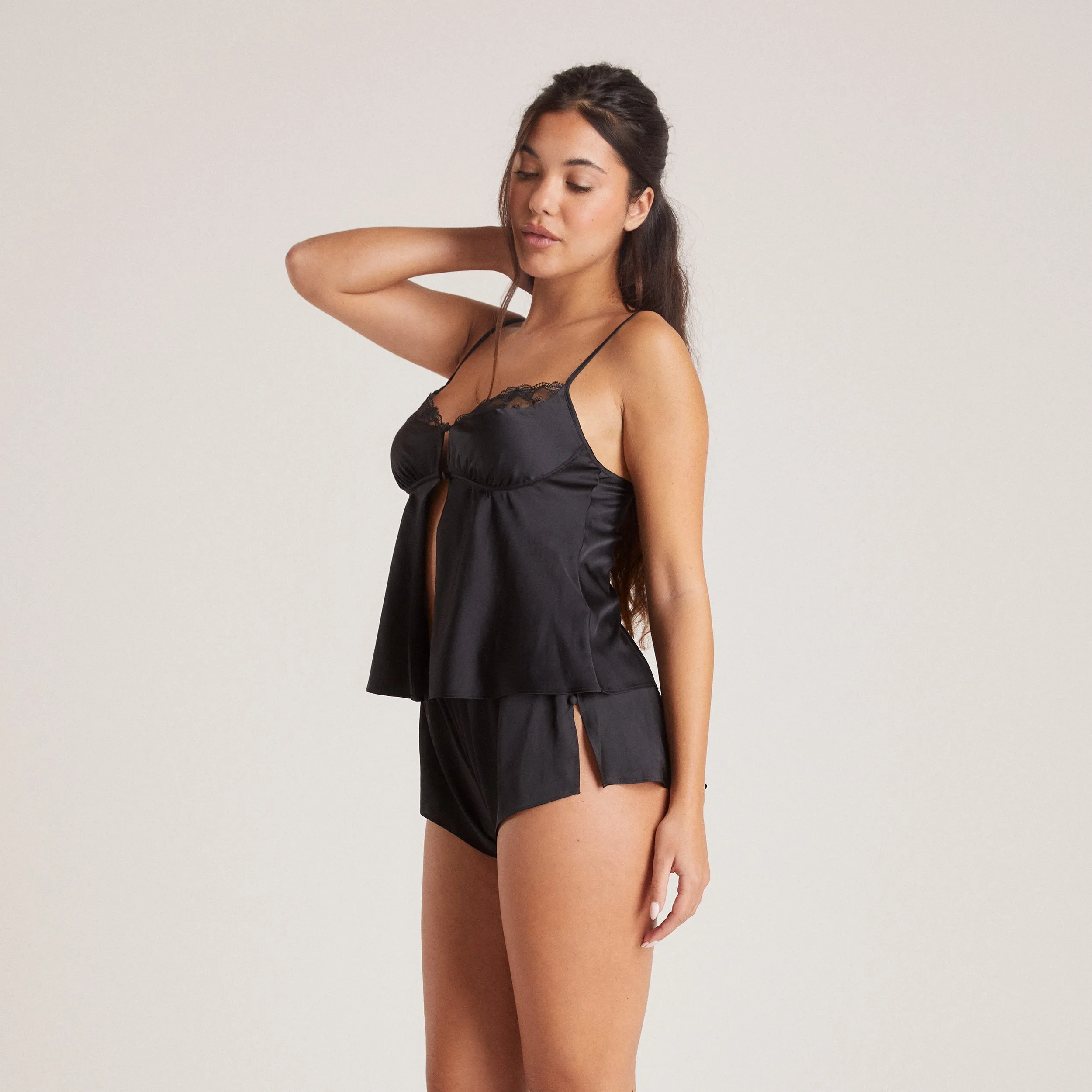 Mini Satin Pyjama Shorts - Black