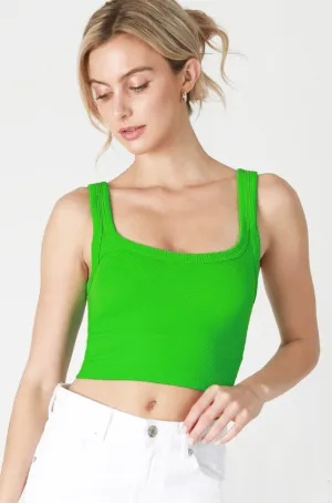 NIKIBIKI Classic Green Cropped Chevron Tank