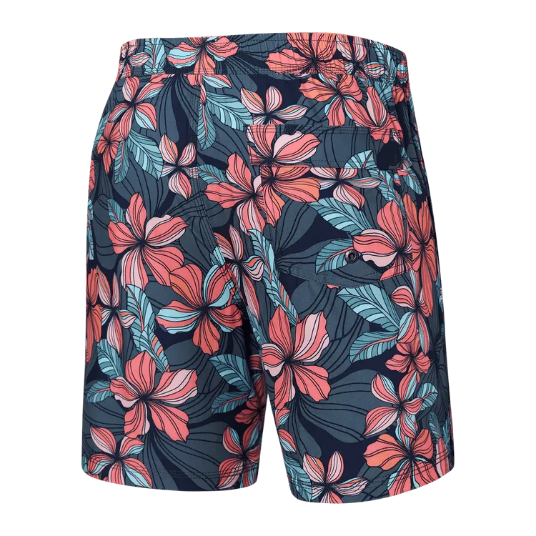 Oh Buoy Stretch Volley Swim Shorts 7"- Deep Jungle Maritime